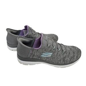 Sketchers Women's Slip-Ins Grey/Purple Size 8 Wide Fit